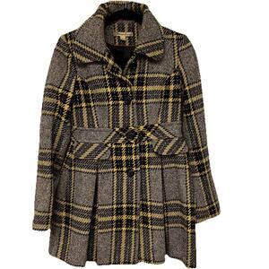 American Rag Coat Womens S Wool Blend Double Breasted Plaid Jacket Peacoat